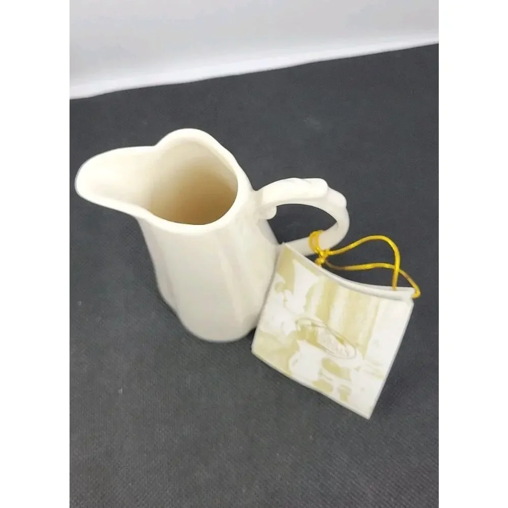 I. Godinger & Co Home Essentials White Ceramic Creamer Pitcher Farmhouse Cottage